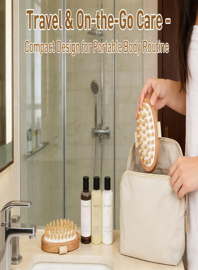 MAGIKON 2-Pack Wooden Body Massage Brush - Handheld Dry Skin Brushing Tool for Exfoliation & Circulation - Image 2